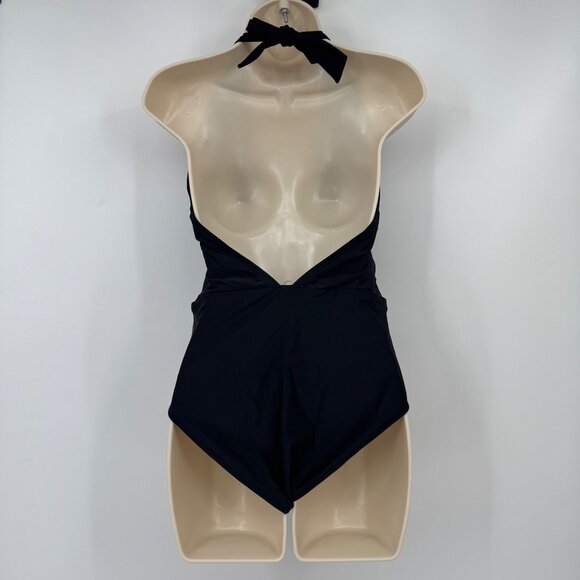J Crew Factory 1 one Piece V Neck Halter Swimsuit Size medium Lined bathing suit - Picture 5 of 9